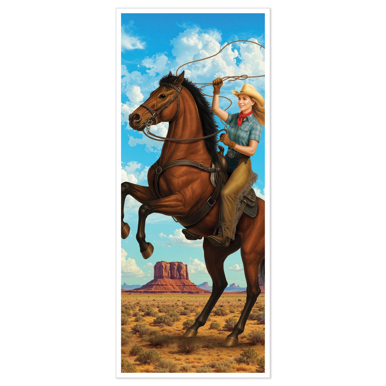 Beistle - 6' x 30" - Multicolor - Cowgirl Door Cover Plastic - 12 Pieces
